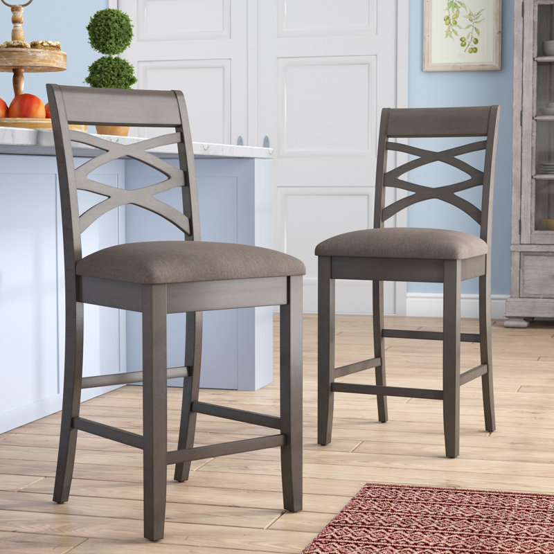 Gracie Oaks Jeanine Wood Double Cross Back 24" Bar Stool & Reviews